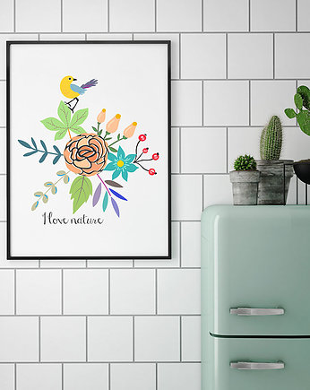Plakat. Kwiaty i ptaki, Love Life and Forest
