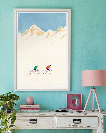 W górach na rowerze - plakat autorski, minimalmill