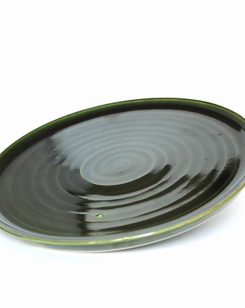 Talerz toczony, zielony, MANOceramics