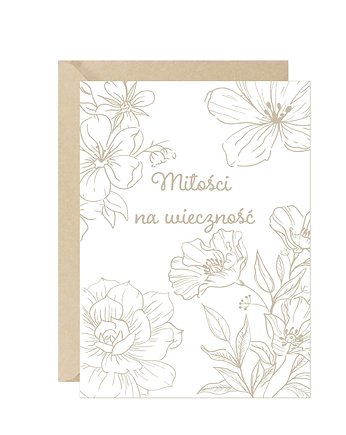 Kartka ślubna rocznicowa minimalistyczna kwiaty eko, Pink Pug
