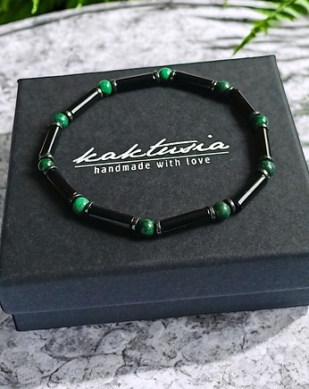 MALACHIT, onyks :: MIŁOŚĆ, ZMIANY, SIŁA :: delikatna bransoletka, kaktusia