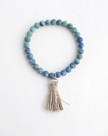 Chryzokola matowa bransoletka z frędzlem, galeria nuit
