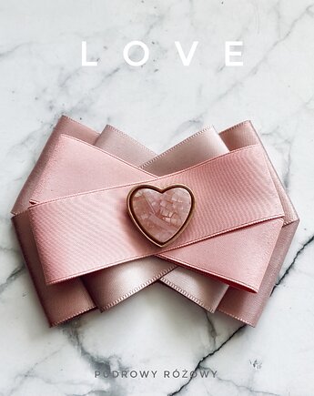 Pudrowa Brosza z sercem z masy kamiennej NEW, Pudrowy Różowy