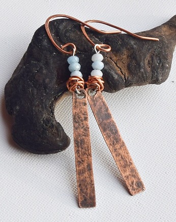 Kolczyki z kutej, oksydowanej miedzi i akwamarynu /3/, Galeriai