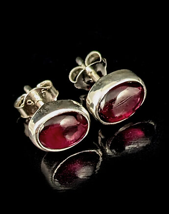 Kolczyki srebrne burgundowe granaty, Pracownia Neores