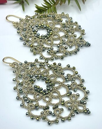 Kolczyki złote koronka frywolitka 099, Branicka Art