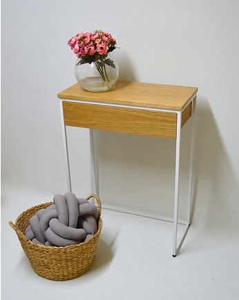 IDA- Konsola z szufladą, toaletka, komoda, białe nogi, Papierowka Simple form of furniture