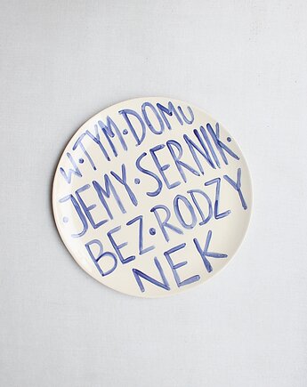 Talerz z napisem sernik bez rodzynek, m2k studio