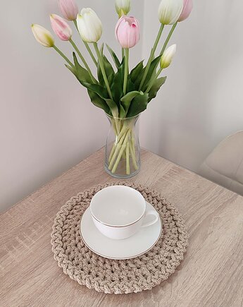 Podkładka szydełkowa okrągła ze sznurka bawełnianego 26cm, MISZ MASZ Dorota Tyszko