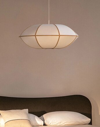 Lampa sufitowa lniana Patraix kremowo-beżowa Ø70 cm, MIA home