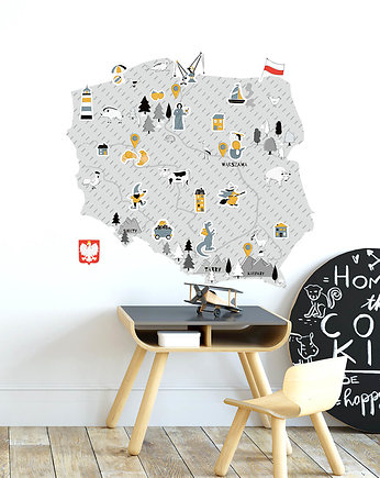 MAPA POLSKI szara - naklejka na ścianę, Pastelowelove