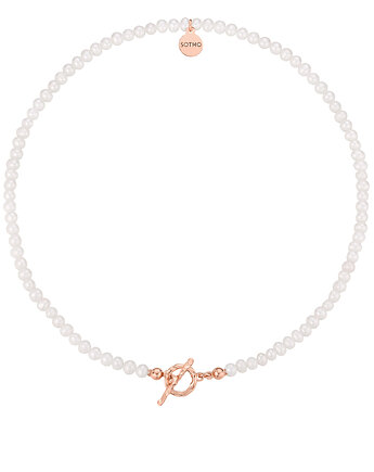 Naszyjnik z pereł naturalnych z ozdobnym zapięciem z różowego złota, SOTHO