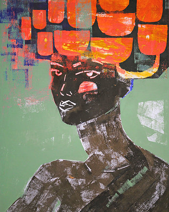 Obraz oryginał na płótnie 50x70 cm - Neonowa panna, Gabriela Krawczyk