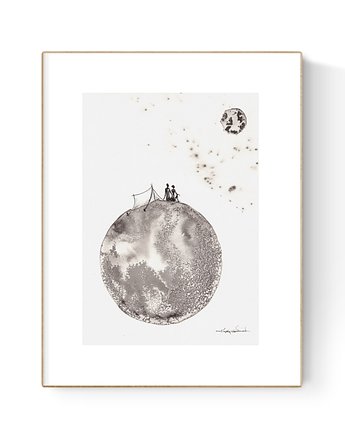Grafika 21X30 malowana ręcznie na papierze, MiniMalArt