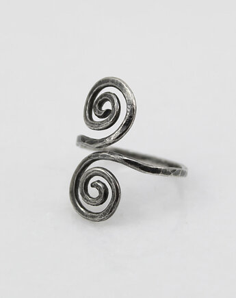 Pierścionek Zawijasy - rozm. M - srebrny, Caltha