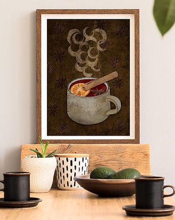 Grzane wino - plakat A3 fine art, giclee, minimalmill