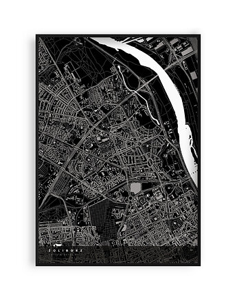 Plakat Mapa Żoliborza, dzielnice Warszawy, PLAKATY GEOMETRYCZNE