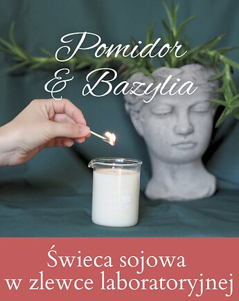 Zapachowa świeca sojowa w zlewce laboratoryjnej - Pomidor & Bazylia, pine art