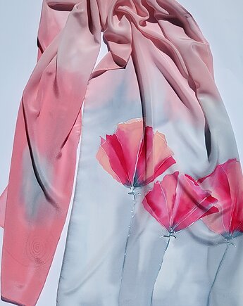 Szal jedwabny malowany, jedwabie agaty