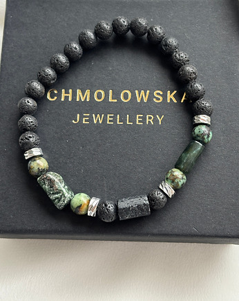 Bransoletka Męska Unikatowa Serafnit i Turmalin, Chmolowska Jewellery