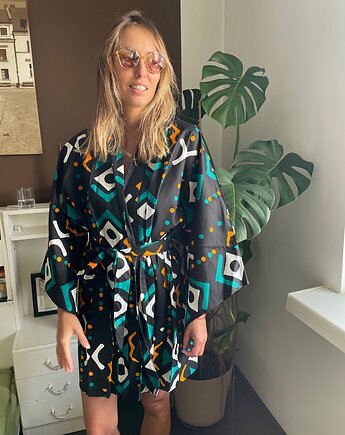 Kimono Green Love butelkowa zieleń/czerń, Pintera