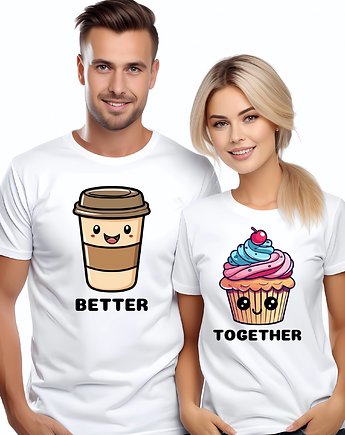 Koszulki dla pary Walentynki t-shirt komplet kawa babeczka, EvienArt