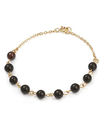 Pozłacana, łańcuszkowa bransoletka z onyksem, Artseko