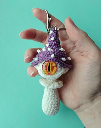 Szydełkowy brelok zawieszka Magiczny grzybek z okiem, Not only cute crafts