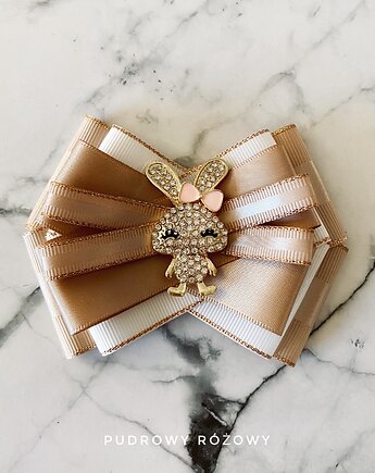 Brosza  Wielkanocna z Zajączkiem WIOSNA, Pudrowy Różowy