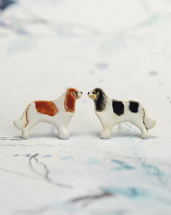 Cavalier mini pieski- ceramiczne kolczyki, Dorca