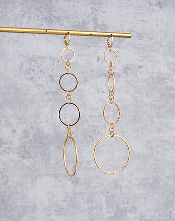 Mega długie złote kolczyki z 4 kółkami, AT NOON