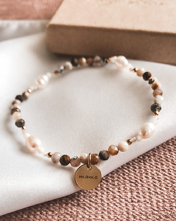 Bransoletka Rose z perłą i opalem zawieszka mama, Tiny Stone