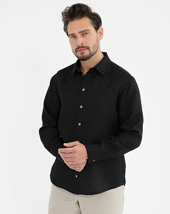 Lniana koszula SAHARA  deep black, OSOBY - Prezent dla taty