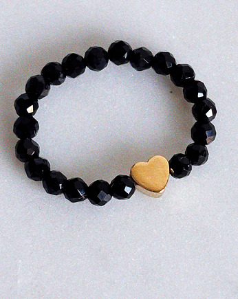 Pierścionek elastyczny czarny Onyks, Chmolowska Jewellery