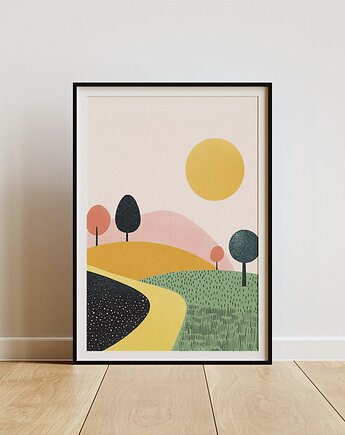Plakat - Blue and yellow purple hills, Harry Monkey