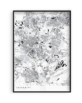 Sosnowiec - mapa miasta  plakat, PLAKATY GEOMETRYCZNE