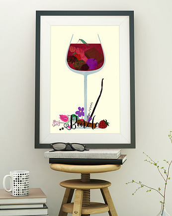 Wino Barolo - plakat art giclee, minimalmill