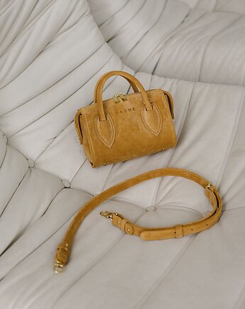 Lucky bag - skórzana torebka - zamszowa - camel, NASHE