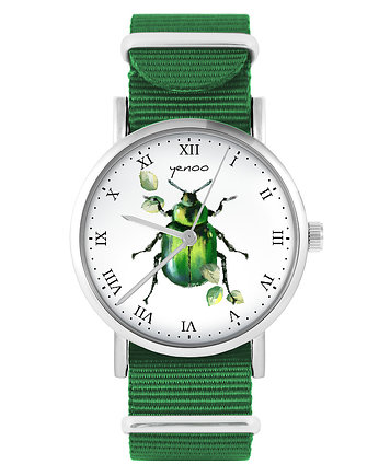 Zegarek - Zielony żuczek - zielony, nylonowy, yenoo