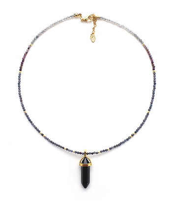Naszyjnik z Black Stone, Rubinem, Szafirem i Labradorytem, mdesign