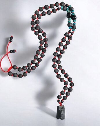 FIKUŚNY naszyjnik męski : turmalin, jaspis, lawa - naszyjnik unisex, kaktusia