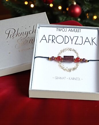 Amulet - AFRODYZJAK - świąteczne pudełko - granat, karneol, kaktusia