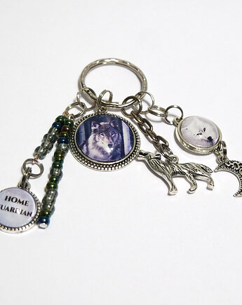 Breloczek - Szary wilk, home guardian, księżyc, yenoo