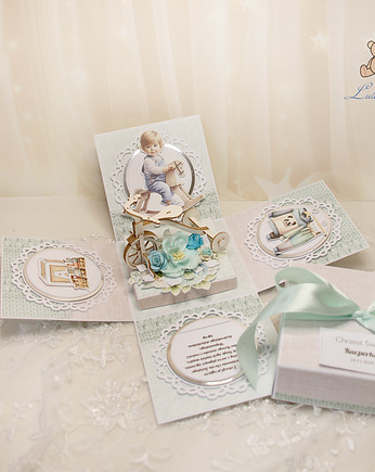 Exploding box na chrzest roczek narodziny "Tiny Miracle" GOTOWY, Lulaczkowo