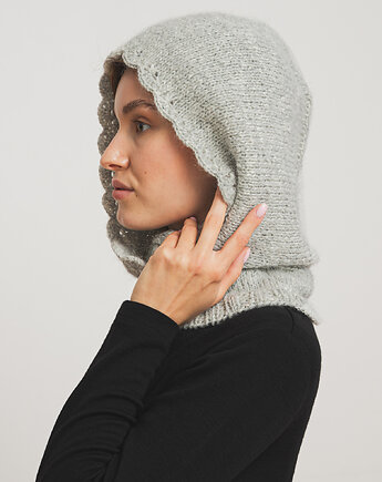Balaclava DOLORES - szara - Handmade - Merino, alpaka, jedwab, cisza kolektyw