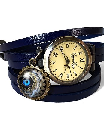 Zegarek skórzany Steampunkowe oko - 0577, EGGinEGG