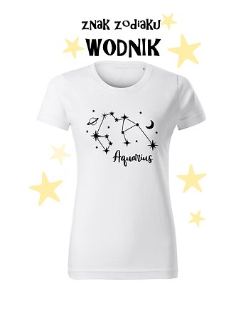 Koszulka T-shirt ze znakiem zodiaku WODNIK/ Folia Flex, OSOBY - Prezent dla dziewczynki