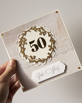 50 rocznica ślubu, złote gody kartka, Papiernik