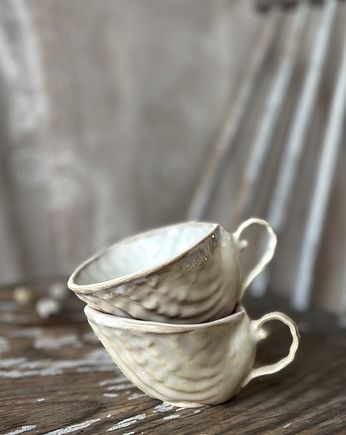 Filiżanka w kształcie muszli - biała, ceramic bubble