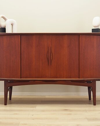 Highboard tekowy, duński design, lata 70, produkcja: Dania, Przetwory design